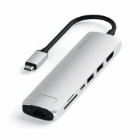 Satechi Aluminum USB-C Slim Multi-Port 7 in 1 Adapter Silber